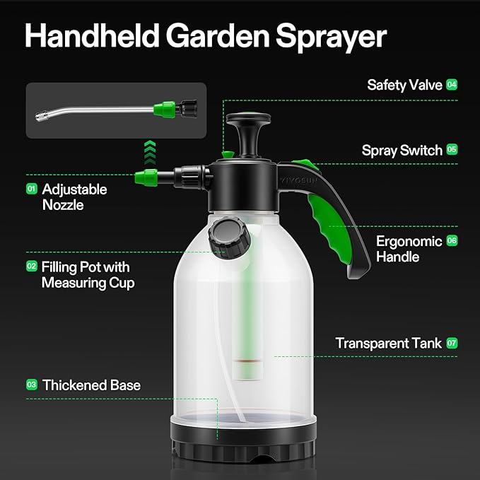 VIVOSUN Metal Plant Stand and 70oz Pump Sprayer, Portable Water Spray Bottle for Spraying Plants, Flowers, Weeds and Cleaning, Hand Pump with Side Filling Port
