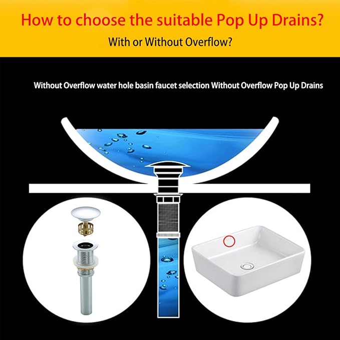 Chrome Pop Up Drain,Bathroom Sink Drain with Removable Brass Strainer Basket,Without Overflow Lavatory Vessel Basin Sink Drain Stopper Polished Chrome,83606C.