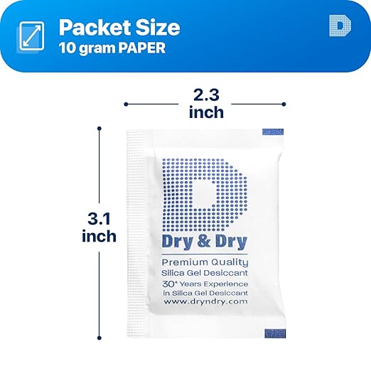 Dry & Dry 10 Gram [500 Packets] Silica Gel Packets Silica Gel Desiccants, Silica Gel Packs - Rechargeable (Food Safe) Silica Gel Packets, Silica Packets