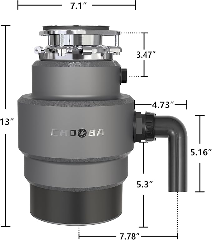 Garbage Disposal 3/4HP, Food Waste Disposal Continuous Feed, Garbage Disposal with Power Cord