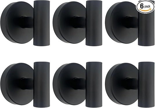 6 PCS Suction Cup Shower Towel Hooks, Wall Mount Robe Holder, Heavy Duty No Drill Wall SUS304 Waterproof Stainless Steel Hooks for Bedroom, Bathroom, Kitchen, Hotel and Office (Matte Black)