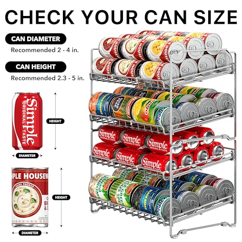 Simple Houseware 2 Tier Stackable Can Rack, Silver, 2 Pack - Image 6