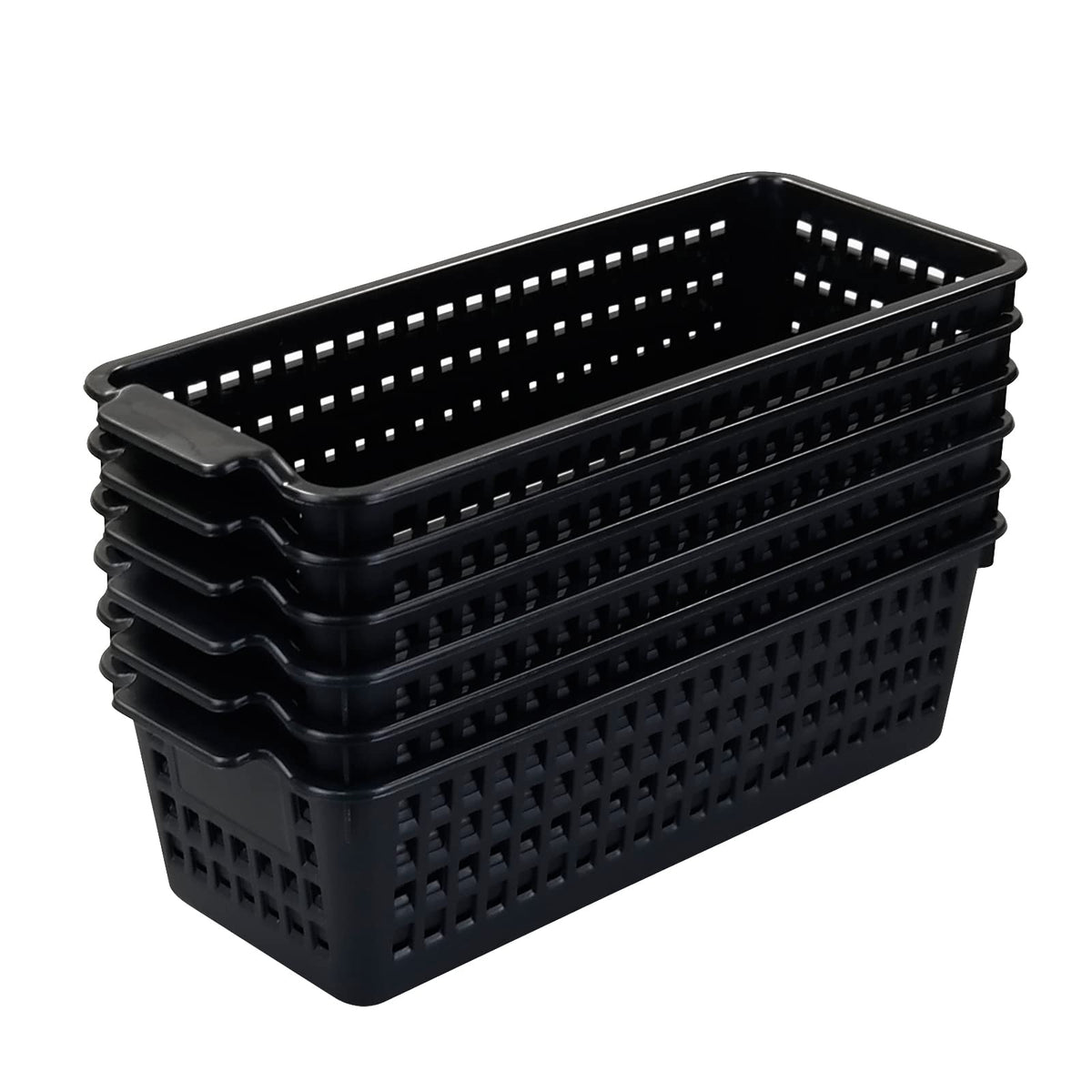 Slim Plastic Basket Storage Basket, 6 Packs - Image 1
