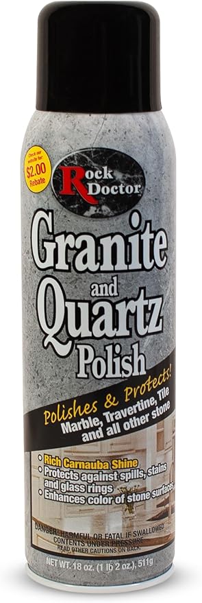 Rock Doctor Granite Polish Spray and Surface,18oz.Can Polish Tile, Marble, Kitchen Countertop, and Natural Stone Surfaces, Streak-Free Shine Pack of 1