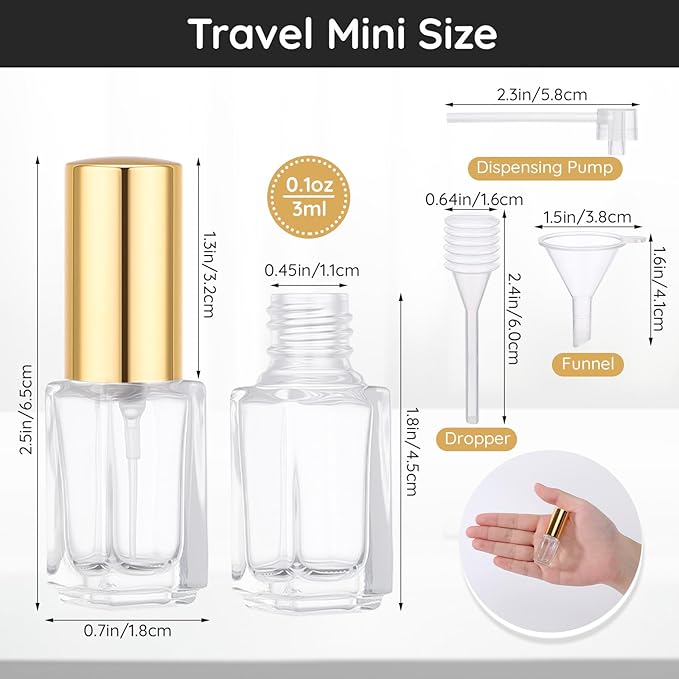 Segbeauty 40pcs 0.1oz Mini Perfume Bottles Empty, Travel Perfume Spray Bottle Refillable, 3ml Small Glass Travel Cologne Sprayer with Transfer Tool, Portable Fragrance Atomizer Glass Spray Bottles