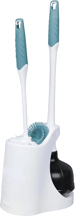 2026 Upgraded Toilet Plunger and Brush Set with Holder, Modern Sleek Design Bathroom Bowl Cleaning Tools, Rustproof Handle & Durable Silicone Plunger, Space-Saving Storage Caddy for Home