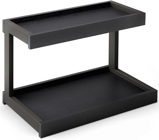 MARTY 2 Tier Spice Rack Organizer for Countertop, 15.8''L Coffee Station/Bathroom Organizer Countertop, Counter Shelf Desktop Storage Organizer for Kitchen, Bedroom, Office (Black)