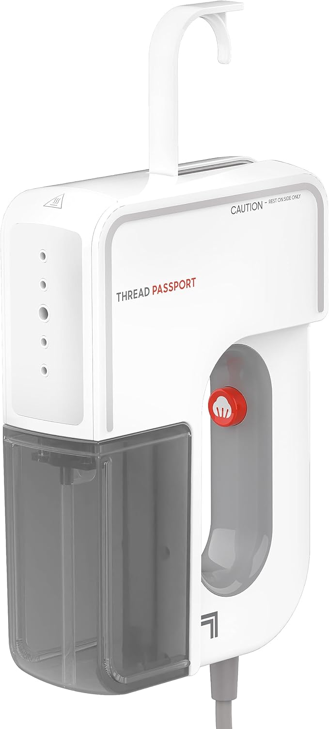 Sharper Image Thread Passport Handheld Travel Steamer, 13 Minutes of Steam, Fast Heat-Up, Removable Water Tank, Portable Steamer for Clothes