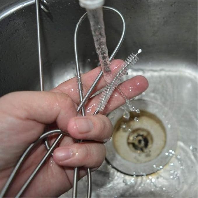 Extra Long Pipe Tube Cleaner Fridge Drain Pipe Dredging Tool Flexible Drain Brush Skinny Tube Spiral Cleaning Brush Drinking Straw Cleaner Brush Nylon Spring Brush 155CM 3pcs