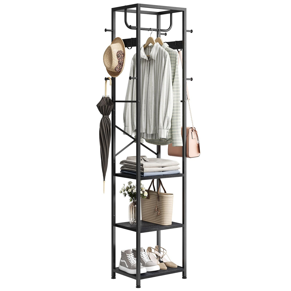 ELYKEN Coat Rack Freestanding, Hall Tree with 3 Shel | All Products - Image 1