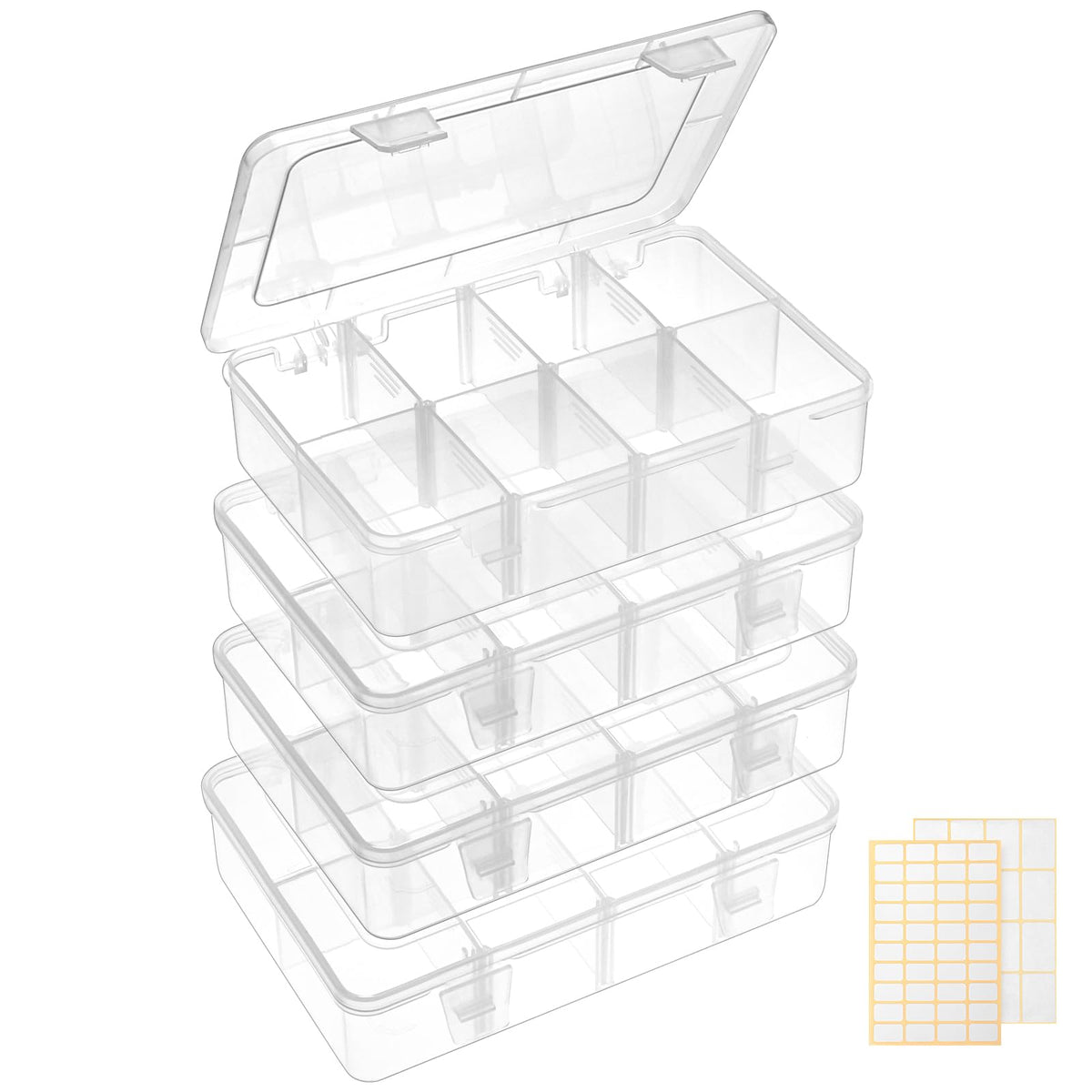 Bead Organizer Box 4 Pack 8 Grid Plastic Tackle Box - Image 1