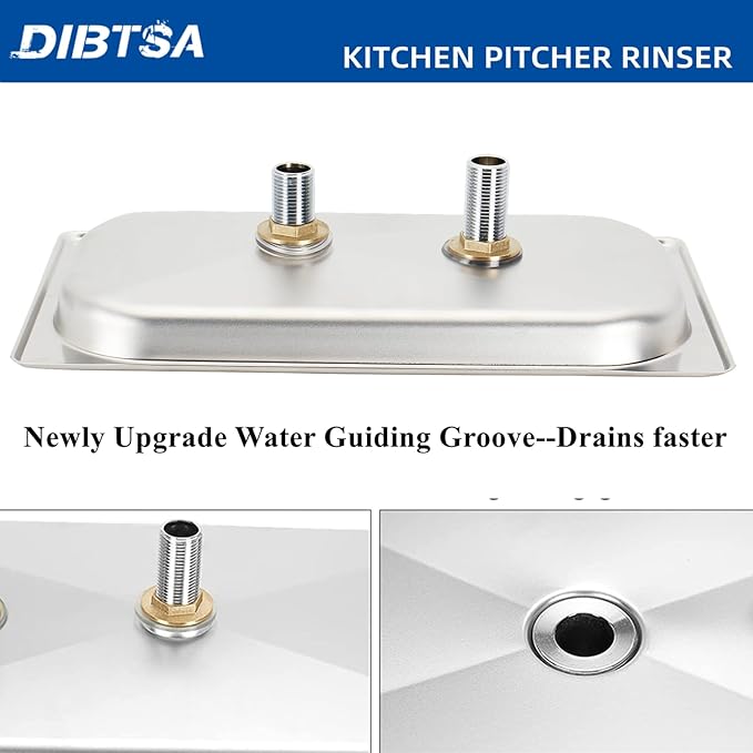 DIBTSA Pitcher Rinser, Espresso Rinser, Drain and Drip Tray, Stainless Steel Bar Glass Rinser for Sink, Cup Washer Spray Rinser for Home Kitchen Hotel Cafe Restaurant (12.8 x 6.9 x 0.9 inch,Silver)