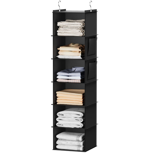 YOUDENOVA Hanging Closet Organizer and Storage, 6-Shelf, Black - Image 1