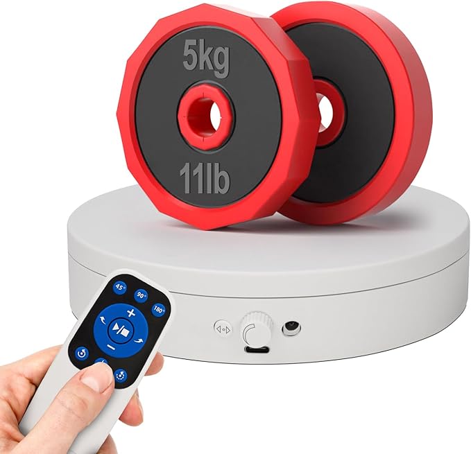 Motorized Rotating Display Stand with Remote, 4.53in 360 Electric Turntable for Display,Photography,3D Scanner Models, Motorized Lazy Susan and Photography Turntable Control Angle/Speed,Step/Swing/Continuous Rotation