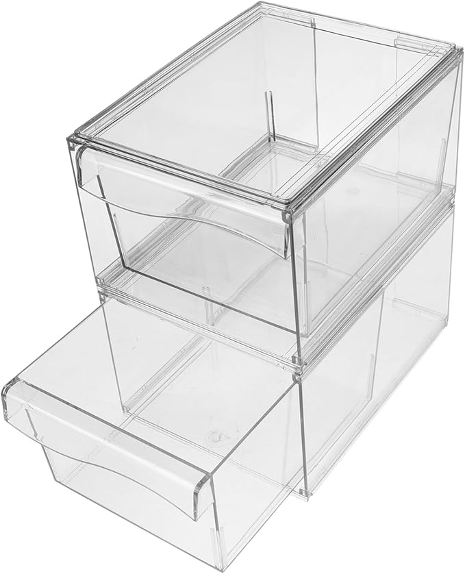 2pcs Acrylic Makeup Organizer Stackable for Desktop Storage for Cosmetic Organization and Bathroom Accessories