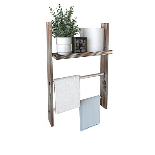 J JACKCUBE DESIGN Rustic Wood Wall Mount Towel Rack - Image 1