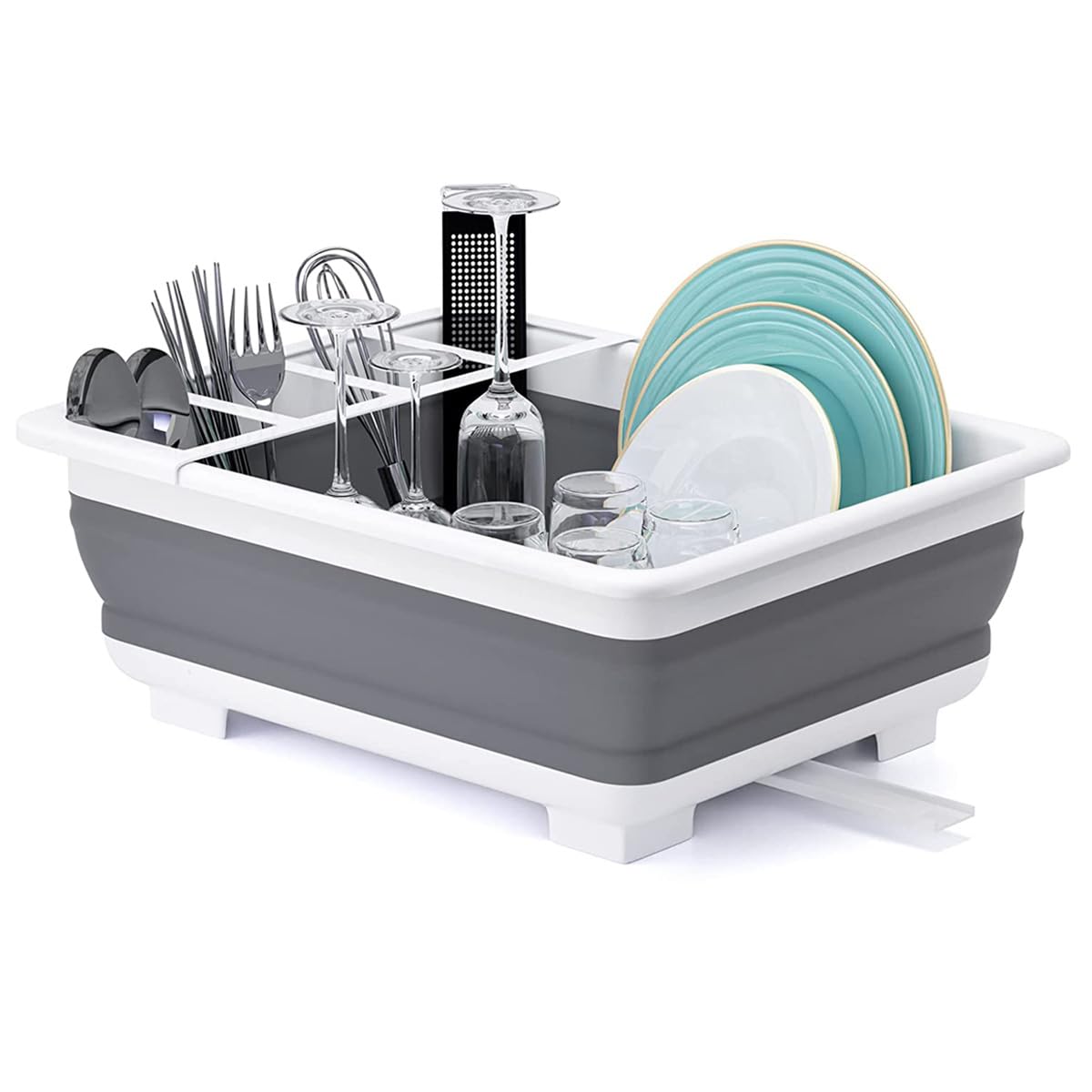 THANSTAR Collapsible Dish Drying Rack Portable Dinnerware Drainer - Image 1