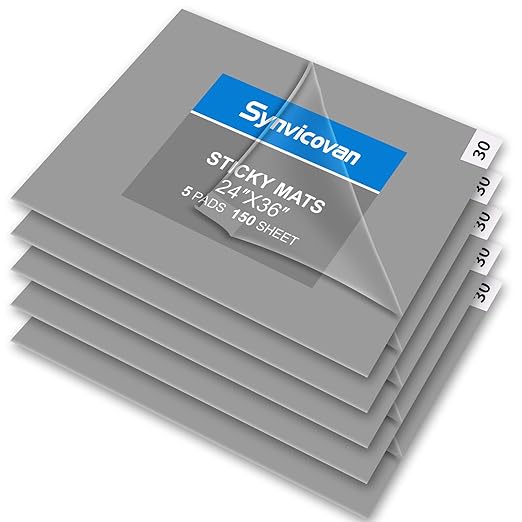 24" x 36" Grey Sticky Mat Tacky Pads Adhesive Floor Mat (5 Packs,150 Sheets,30 Sheets/Pack） for Cleanroom Laboratory Hospital Construction Pets Home and Gymnasium