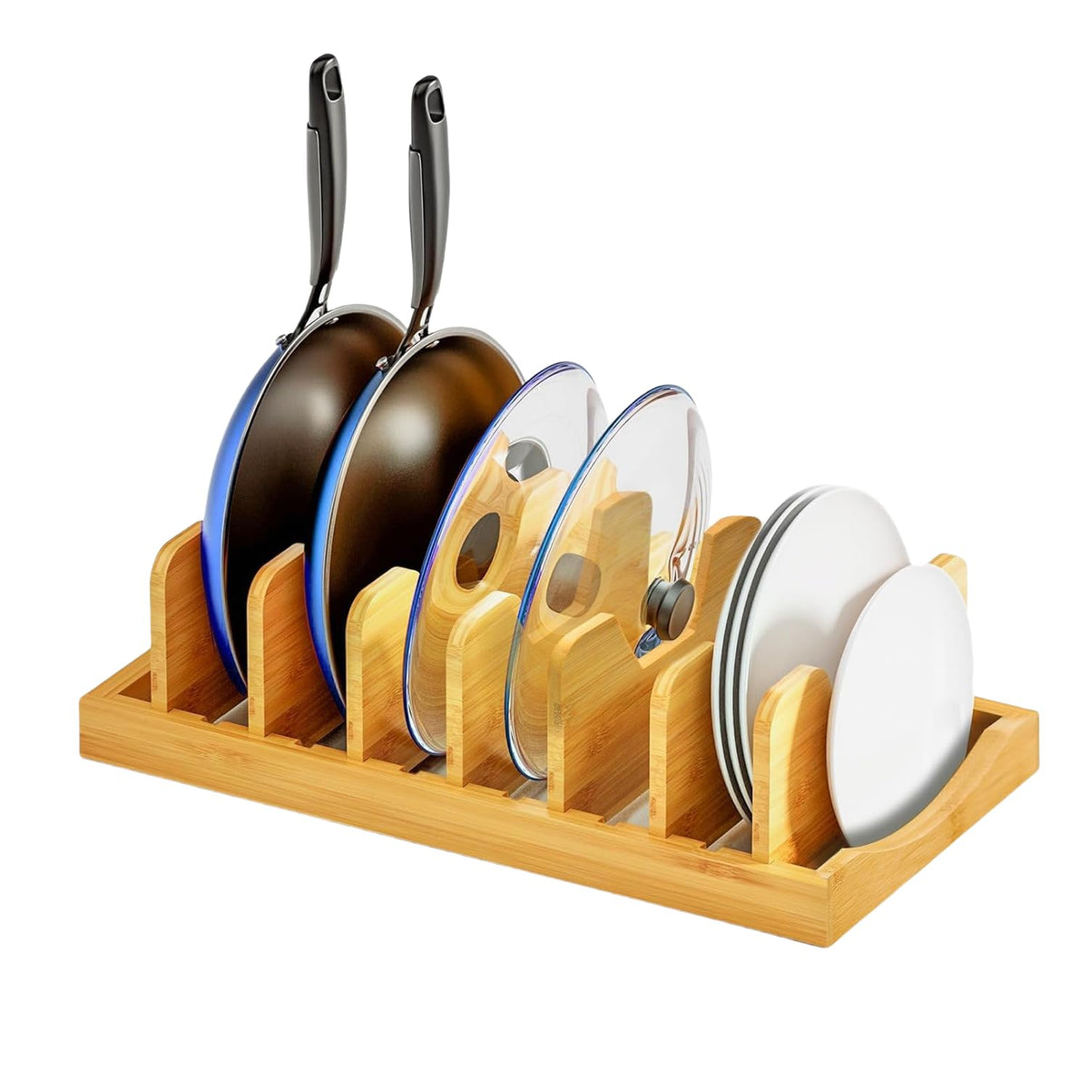 Bamboo Pot Lid Organizer for Cabinet & Kitchen Counter, Pan Lid - Image 1