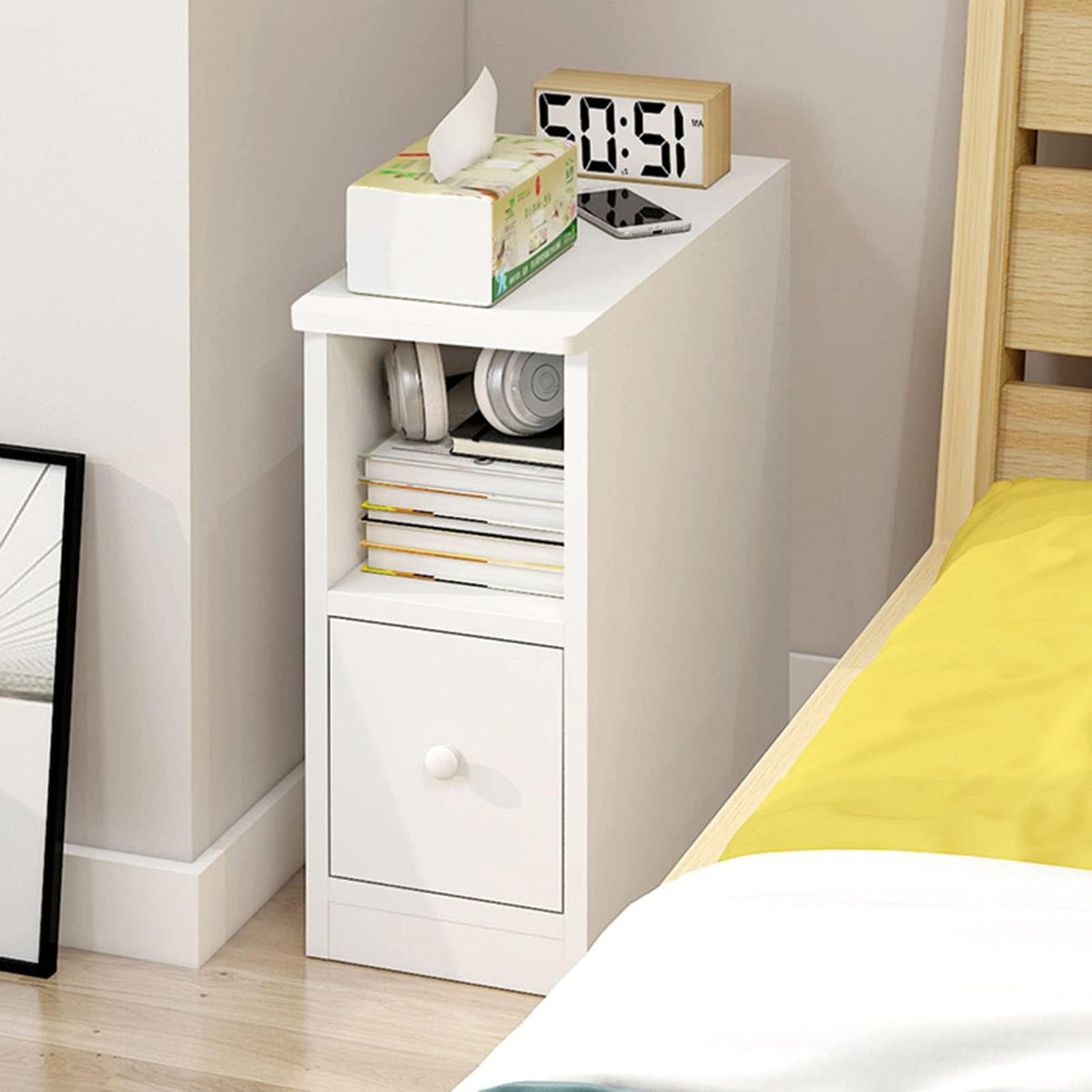 Bedside Table, 20cm Ultra Narrow Bedside Table - Image 1