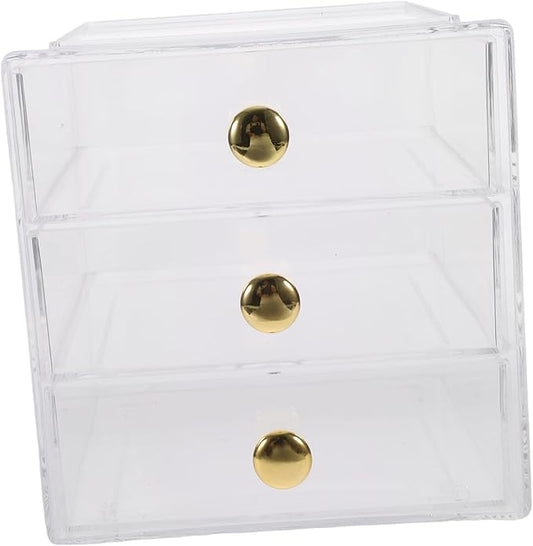 Clear 3-Tier Drawer Storage Box Makeup Organizer Desktop Storage Acrylic Cosmetic Display Case Handles
