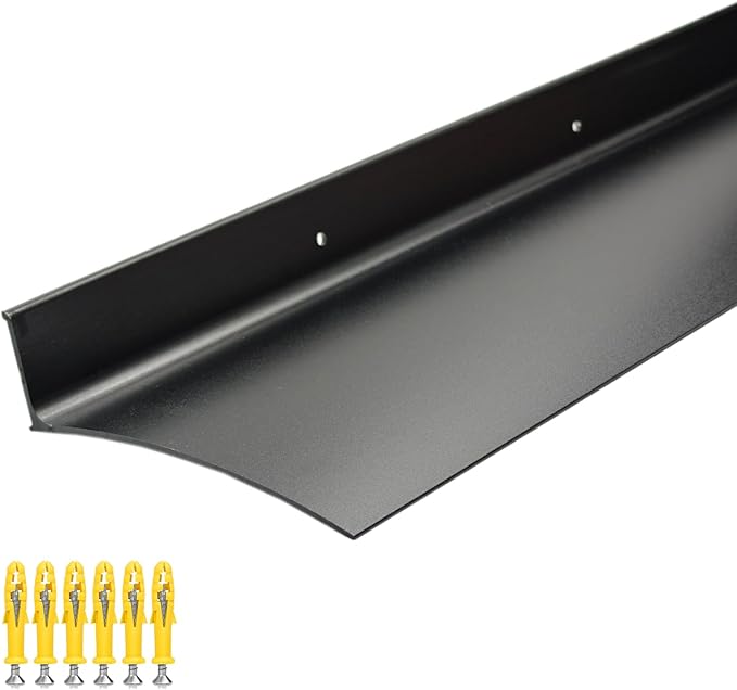 Heavy-Duty 5.12" W 55.1" L Door Rain Drip Guard Overhead,Aluminum Drip Cap for Exterior Doors Window Top,Rain Drip Edge Flashing,Water Deflector,Rain Diverter,Anodized Black 1PCS
