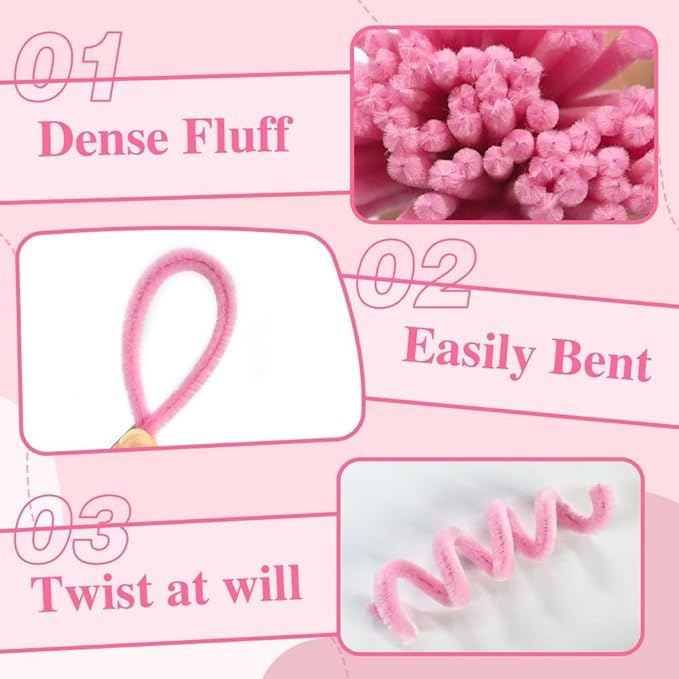 620 Pieces Pipe Cleaners Craft Set, 600 Pcs Pastel Chenille Stems with 20 Pcs Flower Stems, Craft Supplies Bulk for DIY Art and Craft Projects Creative Gift Wrapping Party Decorations(Macaron Series)