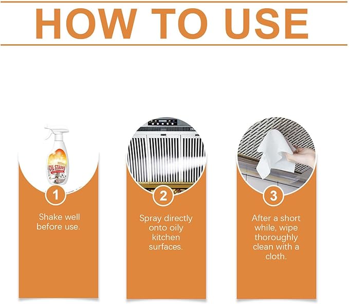 Clean Kitchen Up Oil Stains Spray,Fiell Heavy-Duty Kitchen Degreaser Foam Cleaner,Multi functiona Oil & Stain Foam Remover Spray,For Oven, Counter Tops Stove Range Hood (1pcs)