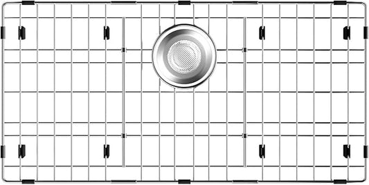 28-3/8’’ x 14-3/16’’ Sink Protectors for Kitchen Sink, Stainless Steel Kitchen Sink Protector, Sink Grate for Bottom of Kitchen Sink with Rear Drain, Sink Grid for Single Bowl Kitchen Sink
