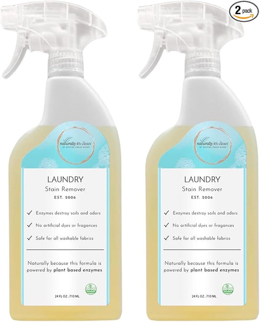 naturally It's clean Enzymatic Laundry Stain Remover Spray RTU 24 oz Bottles x 2 Pack