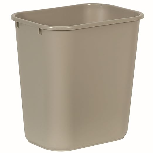 Rubbermaid Commercial Products Resin Wastebasket/Trash Can, 7-Gallon/28-Quart, Beige, Plastic, for Bedroom/Bathroom/Office, Fits Under Desk/Sink
