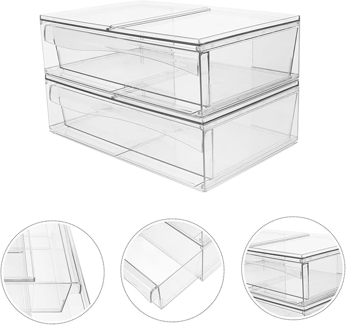 2pcs Acrylic Makeup Organizer Lids Storage Boxes Lids Decorative Storage Boxes for Desktop Extra Makeup Organizer