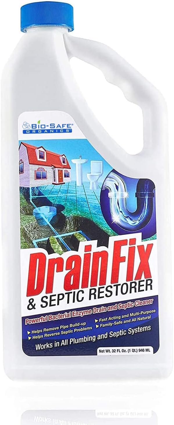 Drainfix & Septic Restorer 32 Oz Septic Tank Treatment | Drainfield Treatment | Septic Safe Drain Cleaner | Enzyme Drain Cleaner | Septic Cleaner | Exxon Valdez Patented - 6 Pack