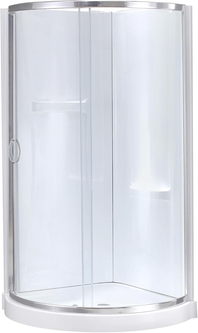 OVE Decors Breeze 36 in. Corner Shower Clear Sliding Door with Walls and Base in Chrome Finish