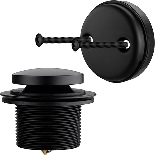 Brass Tip-Toe Tub Drain Kit with Basket Strainer and Two Hole Overflow Faceplate, Matte Black
