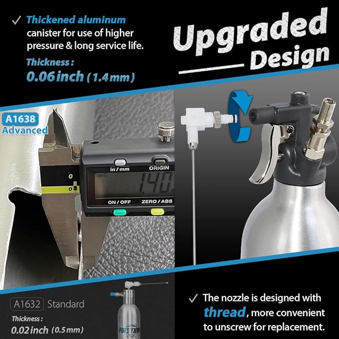 FIRSTINFO Patented 620c.c. (21 US fl. oz) Aluminum Aerosol Refillable Fluid Oil Pressure Storage Sprayer Can + 3pcs 2-Way Nozzles for Jet Straight Stream & Mist Spraying Kit