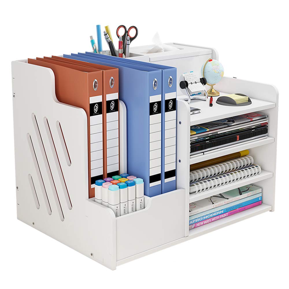 White Desktop Organizer, Multipurpose Desk Document File Tray - Image 1