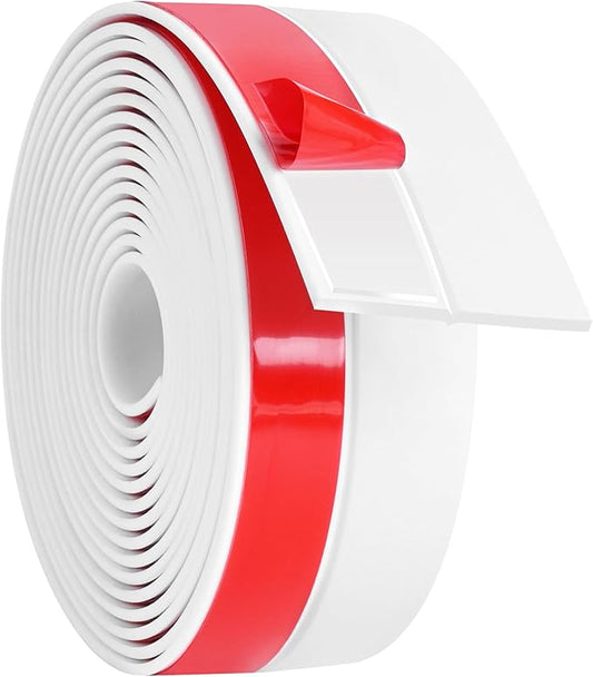 ToLanbbt Weather Stripping Silicone Door Seal Strip 2 in x 10 ft Door Draft Stopper Self Adhesive Tape, Side & Bottom Gaps Insulation Strip for Glass Shower Sliding Window, White
