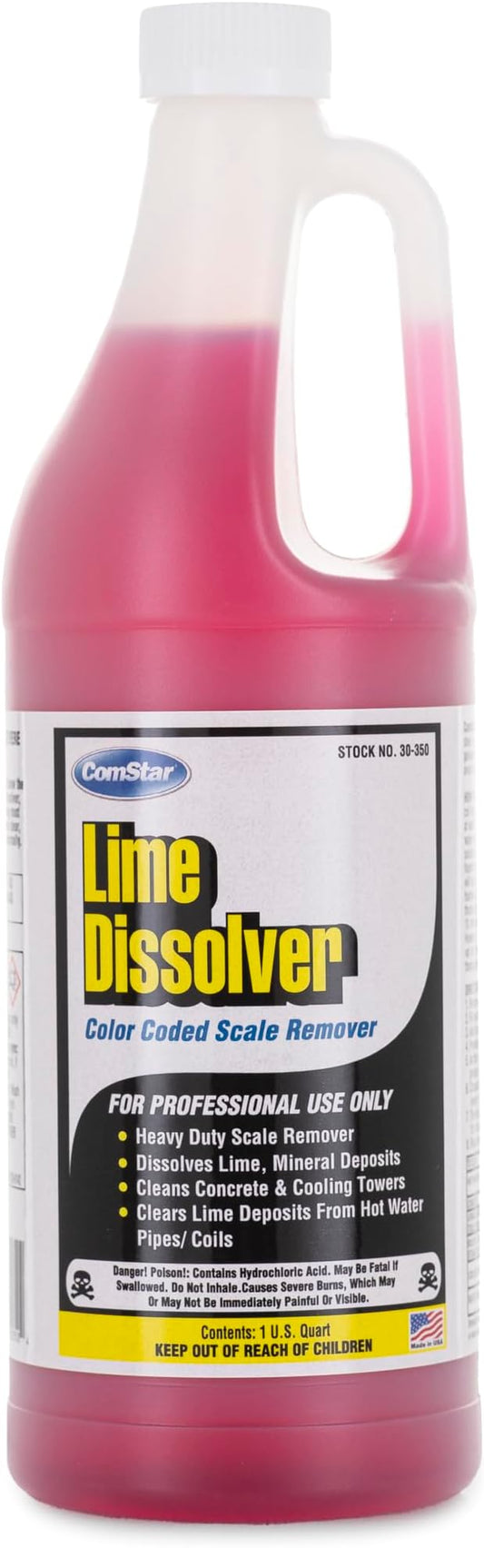 ComStar Lime Dissolver & Scale Remover,1 Quart, Industrial Strength Descaler for Cooling Towers, Boilers, Coils, Urinals, Toilet Bowls, Ice Machines, Lab Equipment, Rust & Stain Cleaner (30-350)