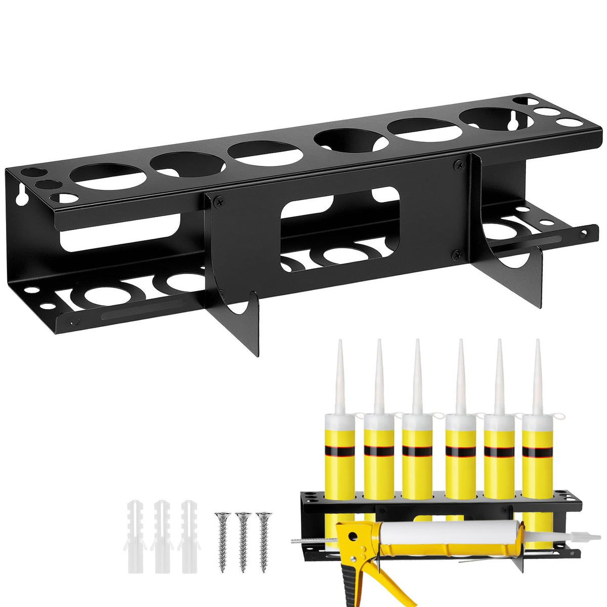 QWORK Wall-Mounted Caulking Gun Holder & Storage Rack - Image 1