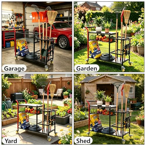 Anleolife 3-in-1 Garden Cart: Workstation, Harvest Basket - Image 7
