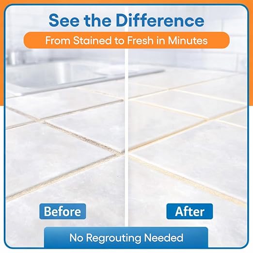 Light Beige Grout Paint Pen Restore and ReColor Your Grout Colors & Seals Fast Drying, Waterproof, Long Lasting for Bathroom, Showers & Kitchen Floors