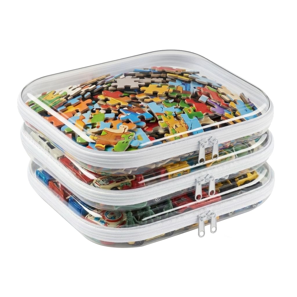 3 Pcs Large Clear Hard Shell Zipper Case, 1.3mm Heavy Duty - Image 1