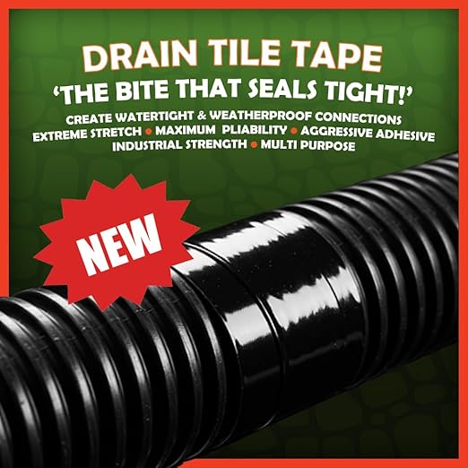IrriGATOR Drain Tile Tape - 8.5 mil Premium Grade Stretchable PVC - 108ft Length - Ideal for Corrugated Metal Plastic and More (4" x 108ft)
