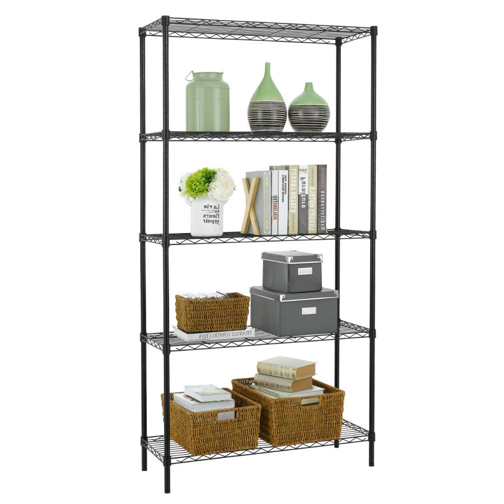 BestOffice | 5-Tier Wire Shelf | 36" x 14" x 72" | Black - Image 1