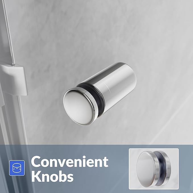 SUNNY SHOWER 60 in.W x 72 in.H Glass Shower Door, Semi Frameless Double Sliding Shower Door, 1/4" Clear Glass, Chrome Finish