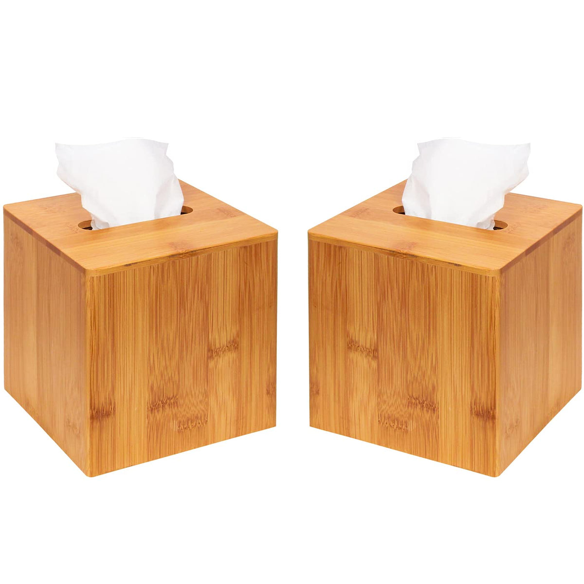 Bamboo Square Tissue Box Cover Holder Case Cover Holder Box - Image 1