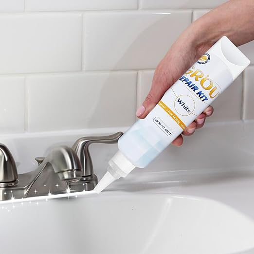 Tile Grout Repair Kit - White Grout Filler, Grout Sealer Fast Drying Grout Repair Kit Restore and Renew Joints Line for Bathroom Shower Kitchen Floor Tile, Waterproof (17.64 oz, White)