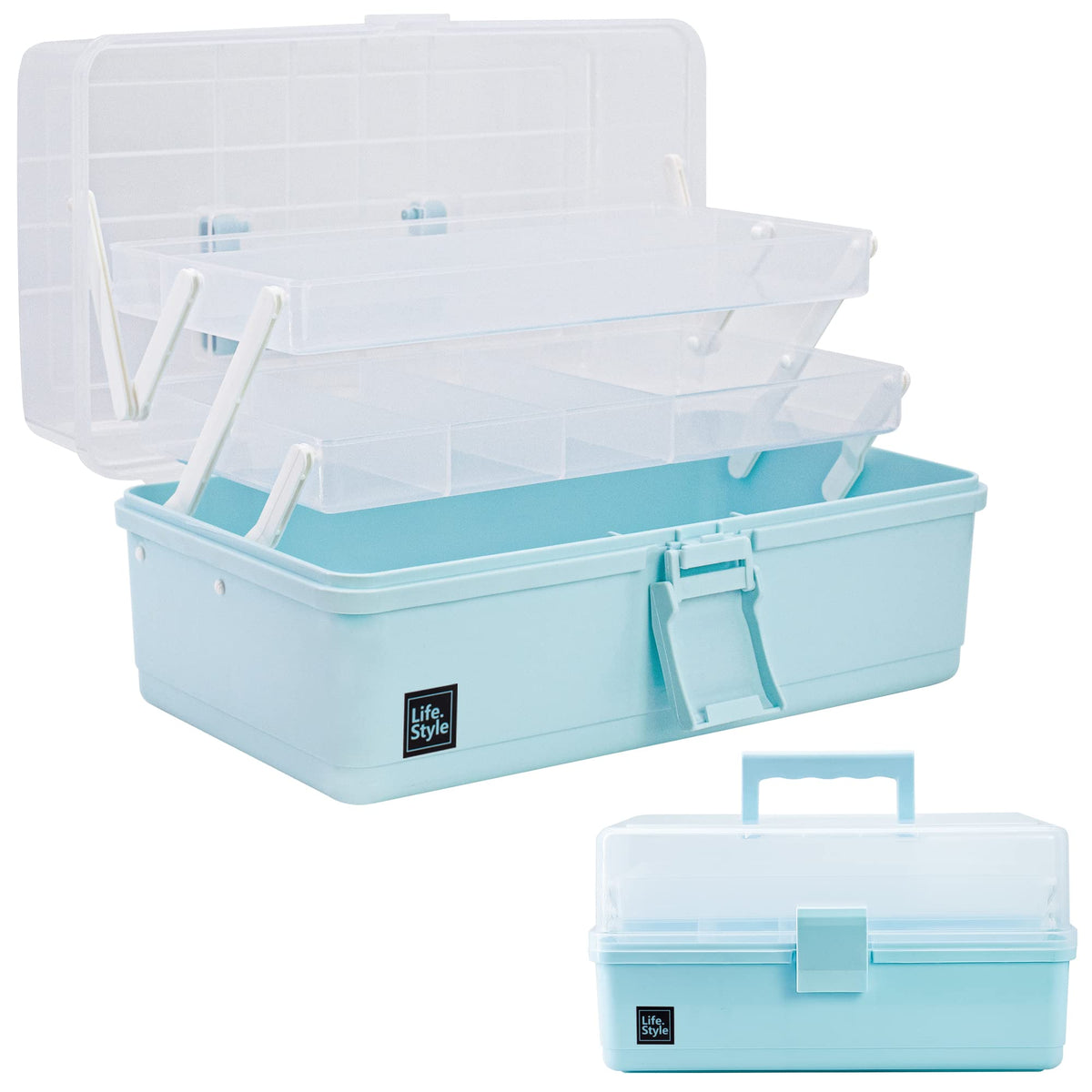 Creahaus 13 inch Art Craft Organizer Storage Box with 3 - Image 1