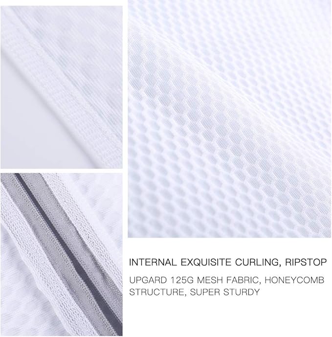 Kimmama Laundry Mesh Wash Bags, Lingerie Bags for Washing Delicates, Mesh Laundry Bags for Washing Machine, White Net, Grey Zipper, 2XXL (Pack of 2)